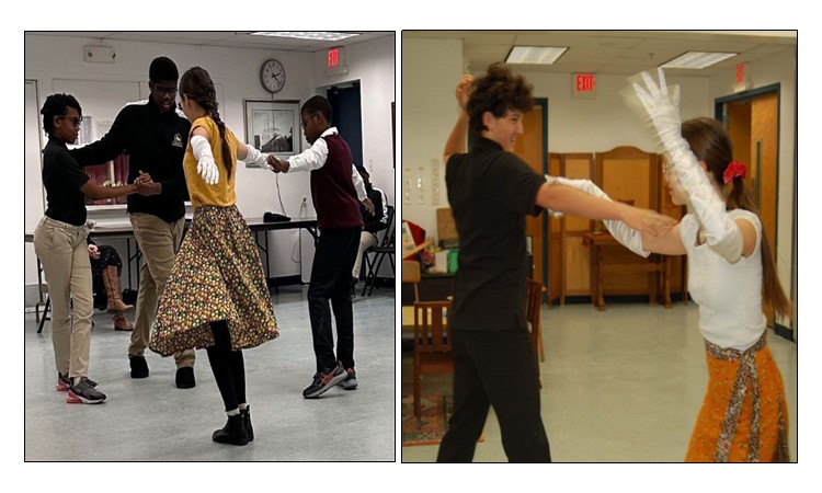 5th-8th graders learn ballroom dancing with Mrs. Stillman.